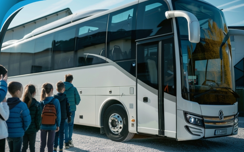 teacher making students line up outside, bus trips, June 2024, Australia